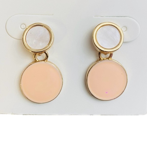Drip Glazed Earrings - Peach, Ivory, Gold - Picture 2 of 7